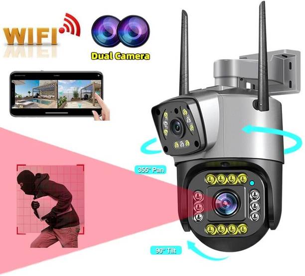 APENTERPRISES Dual Lens Full HD WiFi Camera | Outdoor PTZ | 360° Auto Rotate CCTV Security Camera