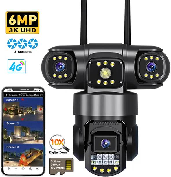 AVOIHS SIM Camera 4G 1080p Bullet+360° PTZ Control 10X Zoom TwoWay Audio Night Vision Security Camera