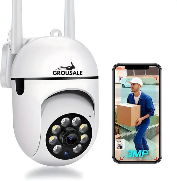 Grousale 3 MP Full HD WiFi Indoor CCTV Camera w/Night Vision, 360° View Security Camera