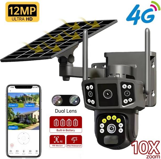 Bzrqx 1080P Full HD Solar Panel 4G SIM Outdoor CCTV Camera Waterproof Motion Detect Security Camera