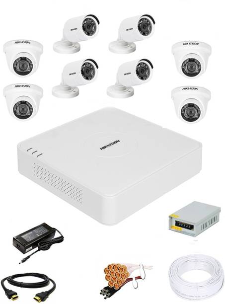 HIKVISION 8 Channal HD DVR 1080p 1Pcs,Outdoor Camera 720p 4Pcs,Indoor Camera 720p 4Pcs, Security Camera