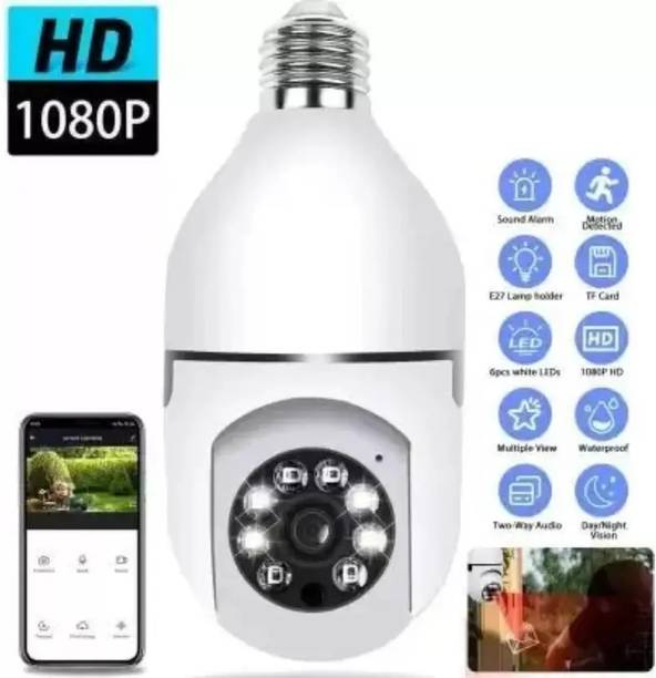 PERAMISYM Wi-Fi CCTV Wireless Bulb Shape V380 Pro Spy Camera cctv camera Security Camera