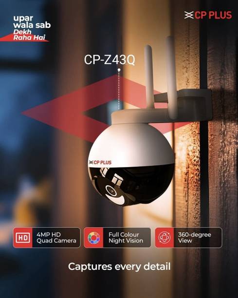 CP PLUS 4MP Wi-Fi PTZ Camera – 360° Coverage, Full-Color Night Vision & AI Security Camera