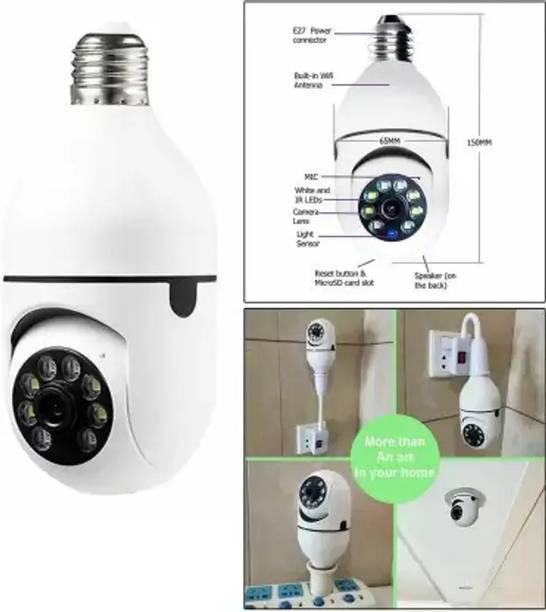 PERAMISYM Bulb Shape PTZ V380 Pro | Indoor 360° Spy Camera wifi camera Security Camera