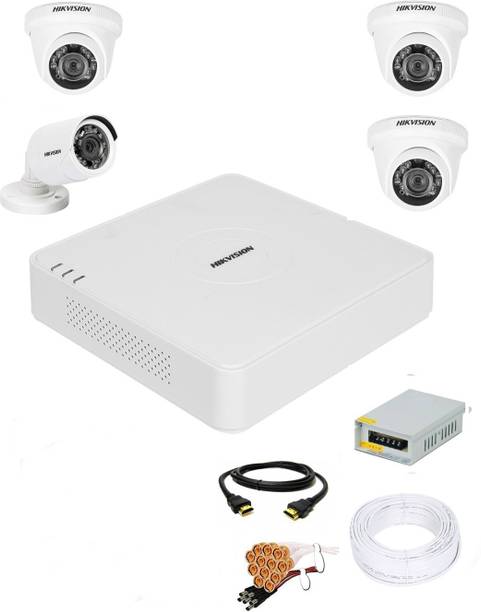 HIKVISION 4 Channal HD DVR 1080p 1Pcs,Outdoor Camera720p 1Pcs,Indoor Camera 720p 3Pcs, Security Camera