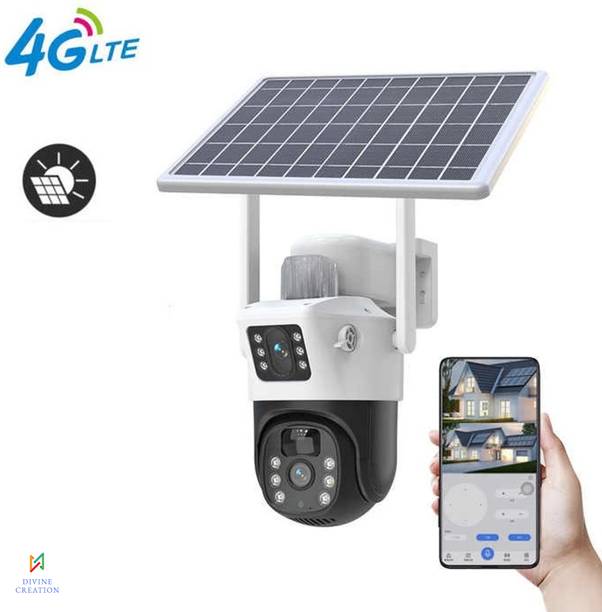 Divine creation Twin 4G Pro Dual Lens Solar Security Camera with Two Way Audio CCTV System D15 Security Camera