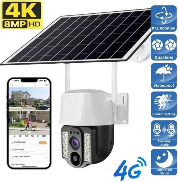 Cxoen Solar Powered 4G SIM PTZ Camera Outdoor with Full Color Night View Security Camera