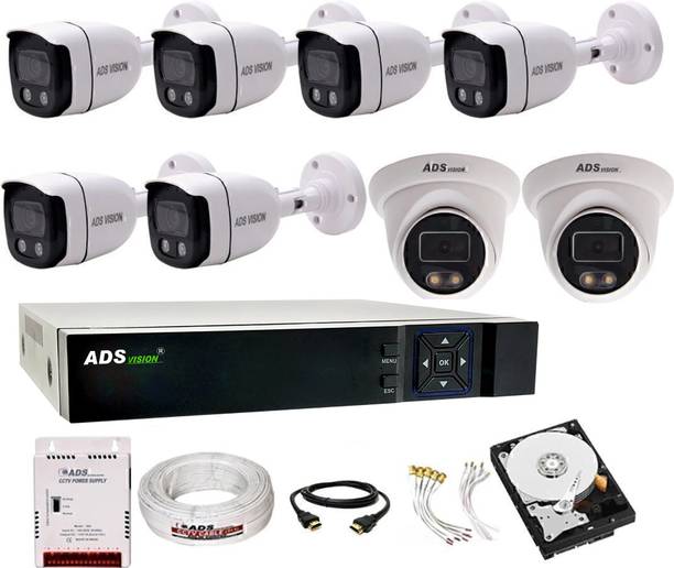 ADS VISION 8CH. Hybrid DVR, 6B/2D CAMERA COLOUR VIEW NIGHT VISION COMBO SET With 1TB HDD Security Camera