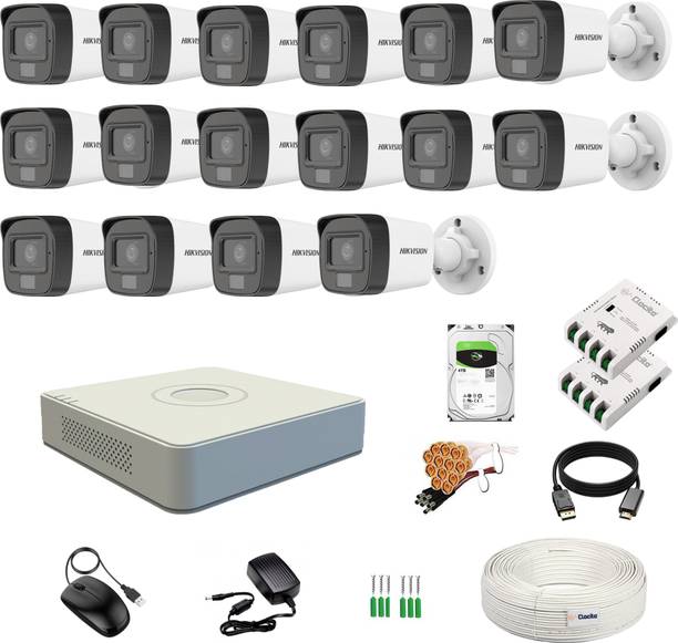 Clocite HIKVISION 2MP 16 Bullet Cameras (Color Night Vision+Audio) + 16CH DVR Kit Security Camera