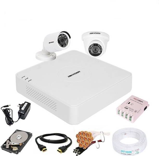 HIKVISION 4 Channal HD DVR 1080p 1Pcs,Outdoor Camera 1Pcs,Indoor Camera 1Pcs, Security Camera