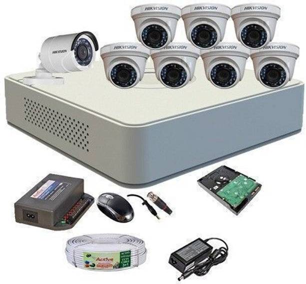 HIKVISION HIKVISION DVR DS-7A08HGHI-F1/N OR DS-7A08HGHI-F1/ECO 1PCS DOME CAMERA DS-2CE5ACOT-IRP OR DS-2CE5ACOT-IRP/ECO 07PCS AND BULLET CAMERA DS-2CE1ACOT-IRP OR DS-1ACOT-IRP/ECO 1PCS 90 METAR CABLE 1TD SATA HDD COMBO KIT Security Camera
