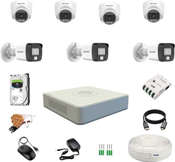 Clocite HIKVISION 2MP 4 Dome 3 Bullet Cameras (Color Night Vision+Audio) + 8CH DVR Kit Security Camera