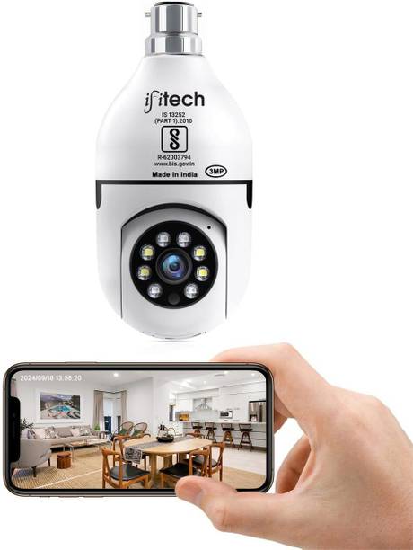 IFITech 3MP Full HD Bulb Camera | WiFi Pan/Tilt Indoor CCTV Wireless Camera | 360° Security Camera