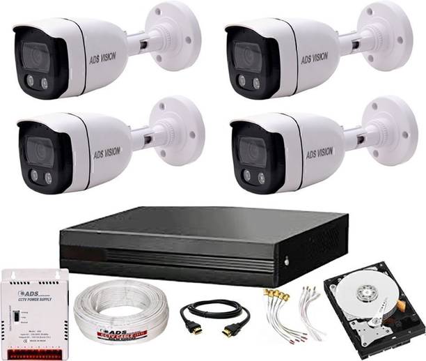 ADS VISION FULL HD 3MP 4 BULLET COLOR VIEW NIGHT VISION Full Set With 1TB HDD Security Camera