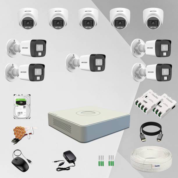 Clocite HIKVISION 3K (5MP) 5 Dome 5 Bullet Cameras (Color Night Vision+Audio) + 16CH DVR Security Camera