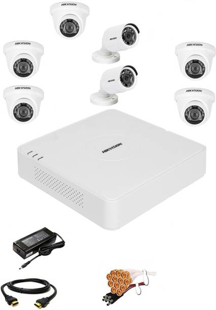 HIKVISION 8 Channal HD DVR 1Pcs,Outdoor Weatherproof Camera 720p 2Pcs,Indoor Camera 720p 5Pcs, Security Camera