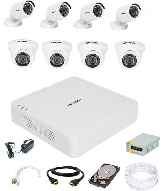 HIKVISION 8 Channal HD DVR 1080p 1Pcs,Outdoor Camera 4Pcs,Indoor Camera 4Pcs.Hard Disk Security Camera