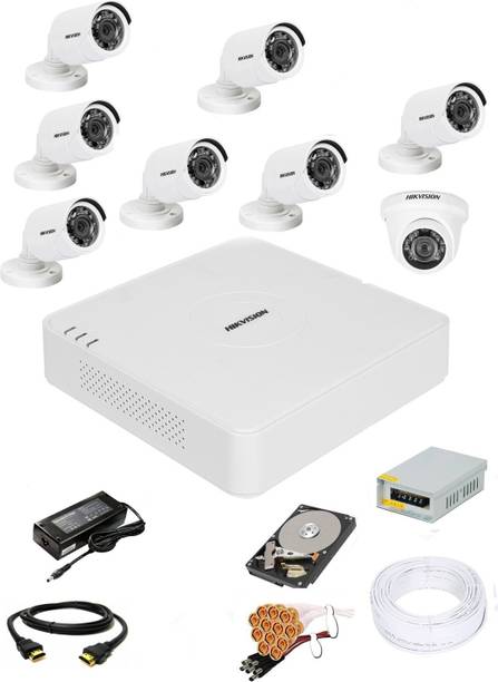 HIKVISION 8 Channal HD DVR 1080p 1Pcs,Outdoor 720p 7Pcs,Indoor 720p 1Pcs,Hard Disk Security Camera