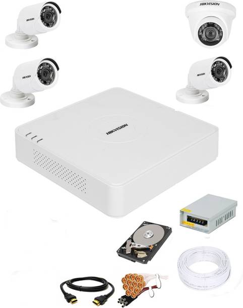 HIKVISION 4 Channal HD DVR 1080p 1Pcs,Outdoor Camera 720p 3Pcs,Indoor 720p 1Pcs,Hard Disk Security Camera