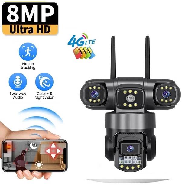 OSQD Professional 4G SIM CCTV Triple Lens HD PTZ Camera Remote Monitor Night Vision Security Camera