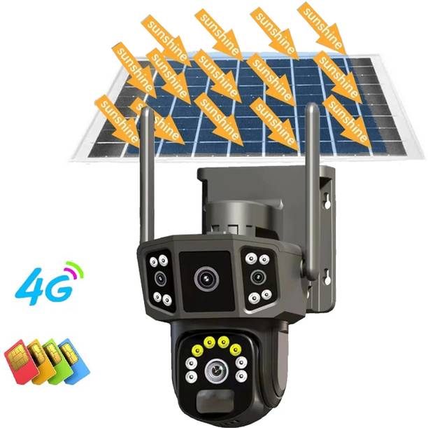 SIOVS Solar PTZ Camera 4G SIM 8MP Dual Screen Human Detection Night Vision 2-Way Audio Security Camera
