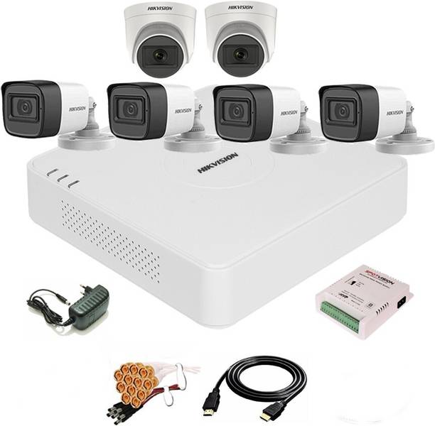 HIKVISION 8 Channal Turbo HD H.265 DVR 1Pcs,Outdoor Camera 5 MP Turbo HD AUDIO 4Pcs,Indoor Camera 5 MP Turbo HD AUDIO 2Pcs,Power Supply 1Pcs ,Full combo set Security Camera