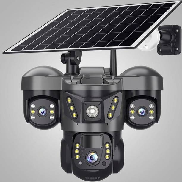 Divine creation 4G Solar Triple Lens 5MP Outdoor CCTV Camera | 3-Screen View C164 Security Camera