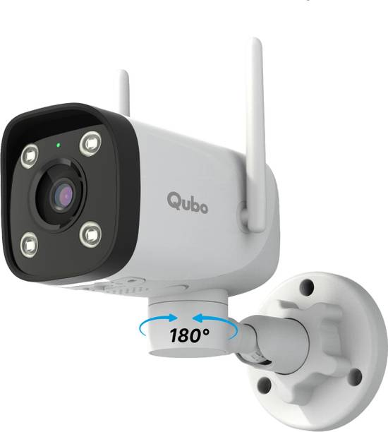 Qubo HCO02 Bullet Pro 180° 4MP|Cloud Records|STQC|AI Detection Alarm|NightVision|IP66 Security Camera