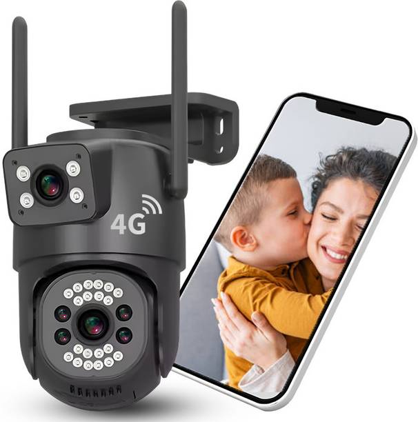 GiftNow Wireless 4MP Dual Lens 4G Sim Base cctv Camera Auto Tracking AI Human Detection Security Camera