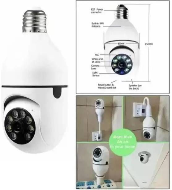 PERAMISYM Wireless Bulb Shape PTZ V380 Pro Indoor 360° Spy Camera cctv camera for home Security Camera