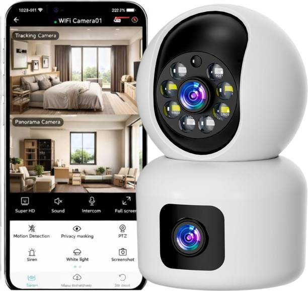 Bzrqx 5MP High Resolution WiFi Camera HD DUAL LENS PTZ 360° Wireless Home Surveillance Security Camera