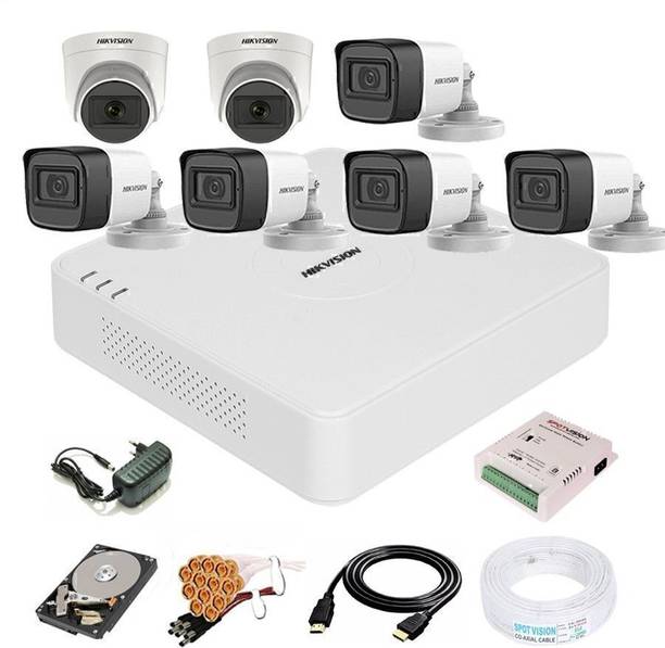 HIKVISION 8 Channal Turbo HD H.265 DVR 1Pcs,Outdoor Camera 5 MP Turbo HD AUDIO 5Pcs,Indoor Camera 5 MP Turbo HD AUDIO 2Pcs,1 TB Surveillance Hard Disk,Full combo set Security Camera