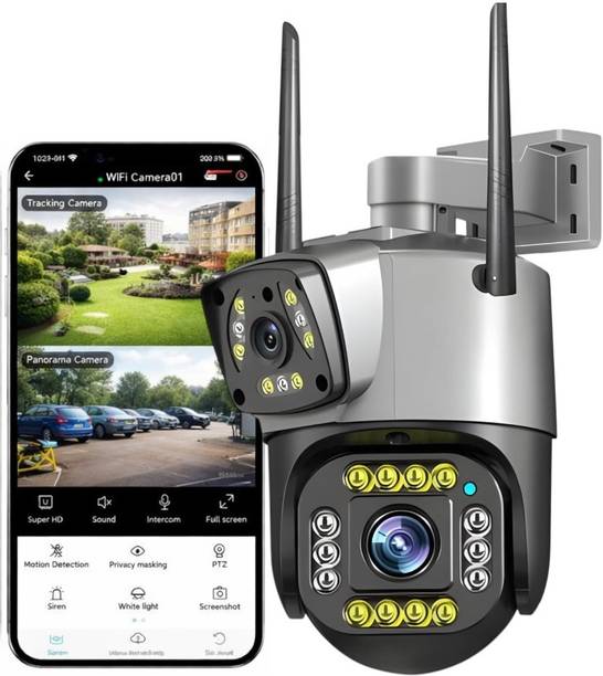 OSQD 5+5MP FHD WiFi Mini Dual Lens PTZ Bullet CCTV Camera 2-in-1 for Home Security Camera