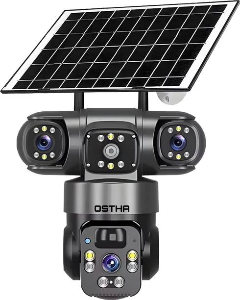 OSTHA 15MP Full HD Smart 4G Sim Solar Powered 360°View 3 Lens 2 way audio waterproof Security Camera