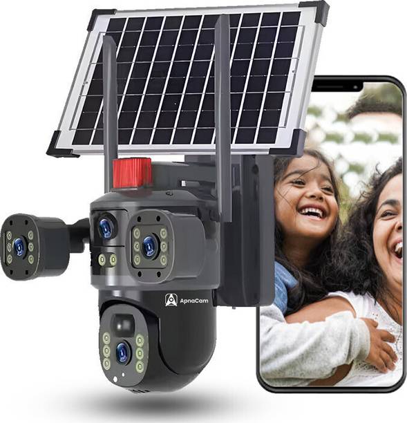 ApnaCam 4G Sim Base Solar Powered CCTV Camera 360° View Camera Solar Panel Night Vision Security Camera