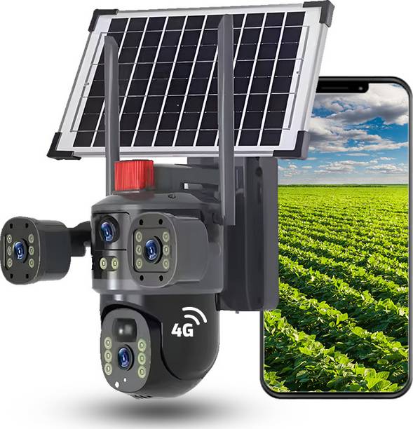 GiftNow Wireless 12MP Solar 4 Lens/3 Screen Camera Night Vision 2-way Audio Waterproof Security Camera