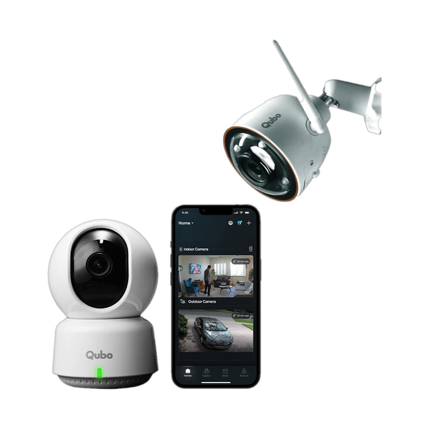 Qubo Smart 360 2K Wi-Fi Indoor+Outdoor Camera|3MP |AI Alerts|Automatic Alarm Security Camera