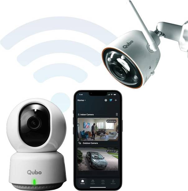 Qubo Smart 360� 2K Wi-Fi Indoor+Outdoor Camera|3MP |AI Alerts|Automatic Alarm Security Camera