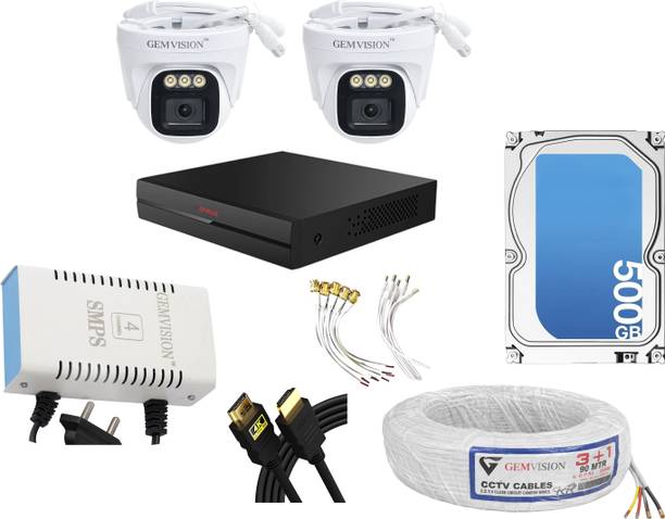 CP PLUS 3MP Color Night Vision CCTV Camera Set 2 Indoor Camera 4CH DVR 500GB HDD Set Security Camera