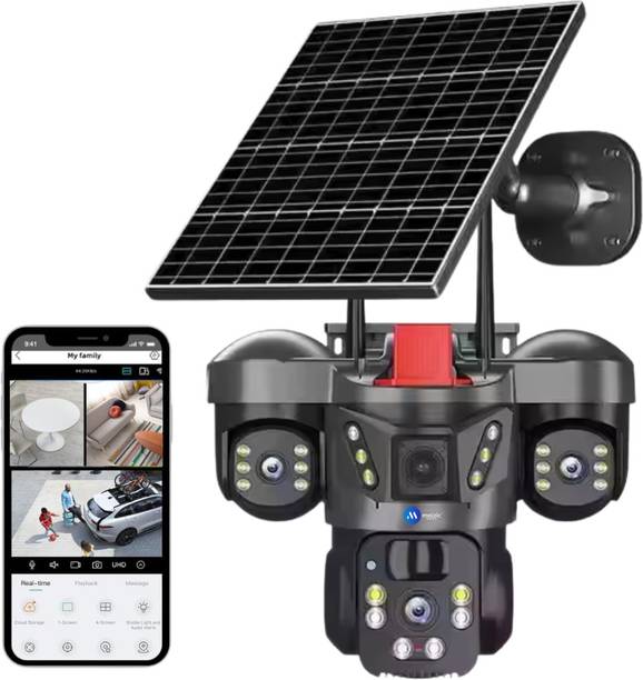 Maizic Smarthome 4G Solar Triple Lens 5MP Outdoor CCTV Camera | 3-Screen View Security Camera
