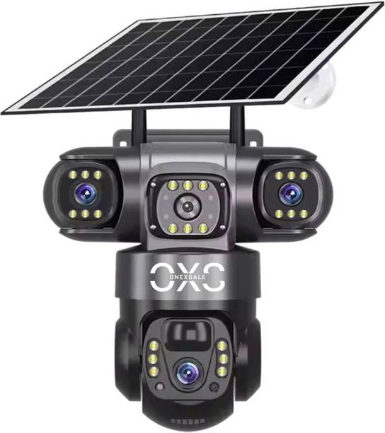 OneXsale 12MP Super 4G Solar Battery Powered 360°View PTZ 3 Lens Night Vision Waterproof Security Camera