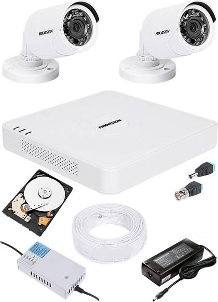 HIKVISION HIKVISION 2MP 4CH DVR DS-7A04HGHI-F1/N OR DS-7A04HGHI-F1/ECO 01PCS 2MP BULLET CAMERA DS-2CE1ADOT-IRP OR DS-2CE1ADOT-IRP/ECO 02PCS 1TB SATA HDD 90 METAR CABLE COMBO KIT Security Camera