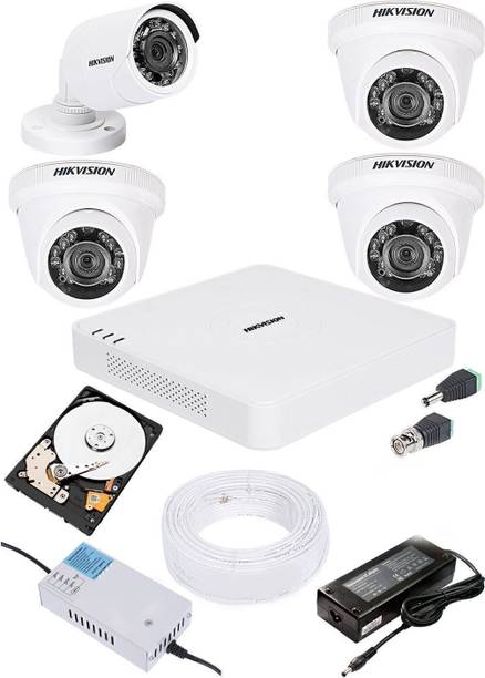 HIKVISION 1MP HD 4 CHANNAL DVR DS-7A04HGHI-F1/ECO & 3PCS DOME 720p DS-2CE5ACOT-IRP, 1Pcs BULLET 720p DS-2CE1ACOT-IRP/ECO Camera COMBO KIT Security Camera