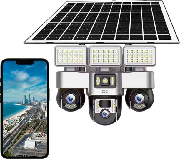 OneXsale 12MP FHD Smart 4G/5G Sim Solar Powered 360°View 3 Lens Night Vision CCTV Security Camera