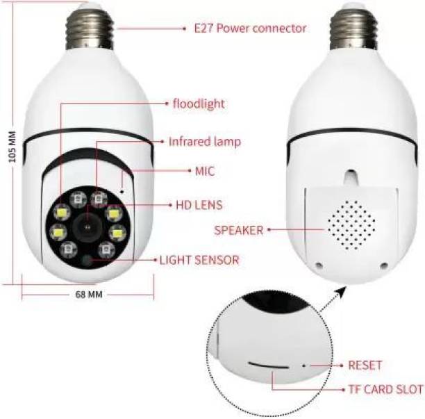 GREENEYE TECHNOLOGY Wi-Fi CCTV Camera Wireless Bulb Shape Indoor 360° Spy cctv camera mobile Spy Camera