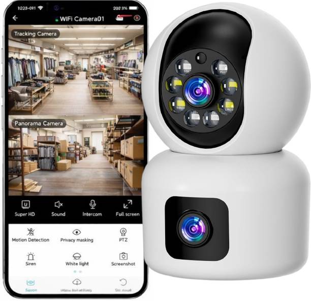 ऑस्क्ड 5+5MP WiFi Dual Lens PTZ CCTV Camera AI Motion Detection Night Vision सिक्योरिटी कैमरा