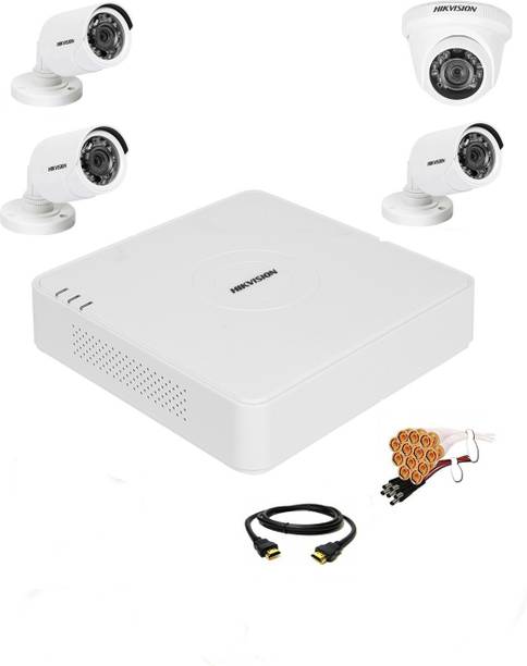 HIKVISION 4 Channal HD DVR 1080p 1Pcs,Outdoor Weatherproof Camera 720p 3Pcs,Indoor Camera 720p 1Pcs, Security Camera