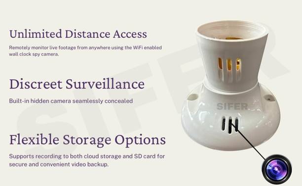SNARIOVSN SMALL BULB HOLDER HIDDEN CAMERA 1080P , SD CARD SUPPORT Security Camera