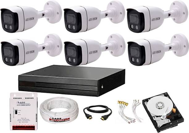 ADS VISION 5MP DVR, HD 6 BULLET COLOR VIEW NIGHT VISION Camera Full Set With 1TB HDD Security Camera