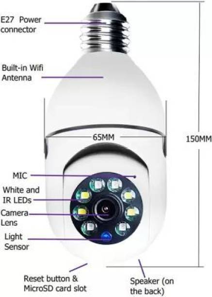 GREENEYE TECHNOLOGY Wi-Fi CCTV Camera Wireless Bulb Shape Indoor 360° Spy wifi cctv camera Spy Camera